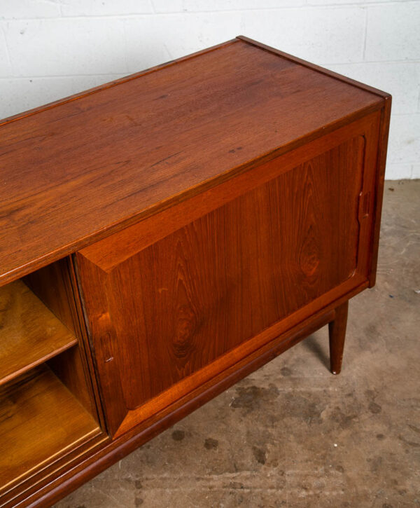 Mid Century Danish Modern Credenza Sideboard Sliding Doors Teak Drawer Denmark - Image 8