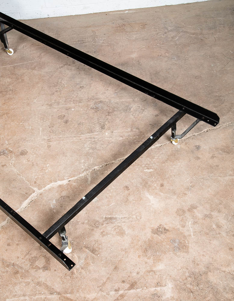 Mid Century Modern Headboard Twin Size Bed Frame Walnut Wood Compact Metal Frame - Image 5