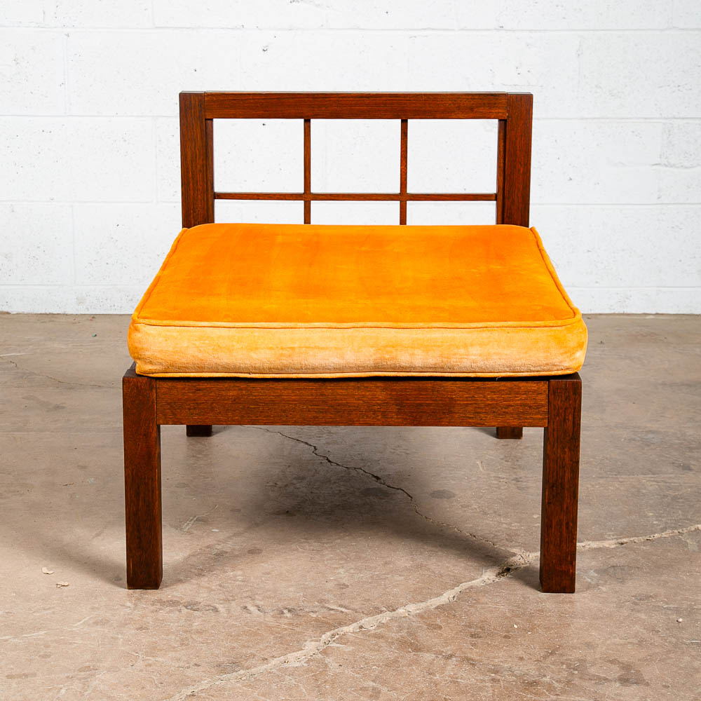 Mid Century Danish Modern Lounge Chair Orange Solid Teak Japanese Tan Side Mcm - Image 4