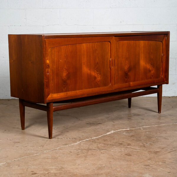 Mid Century Danish Modern Credenza Sideboard Sliding Doors Teak Drawer Denmark