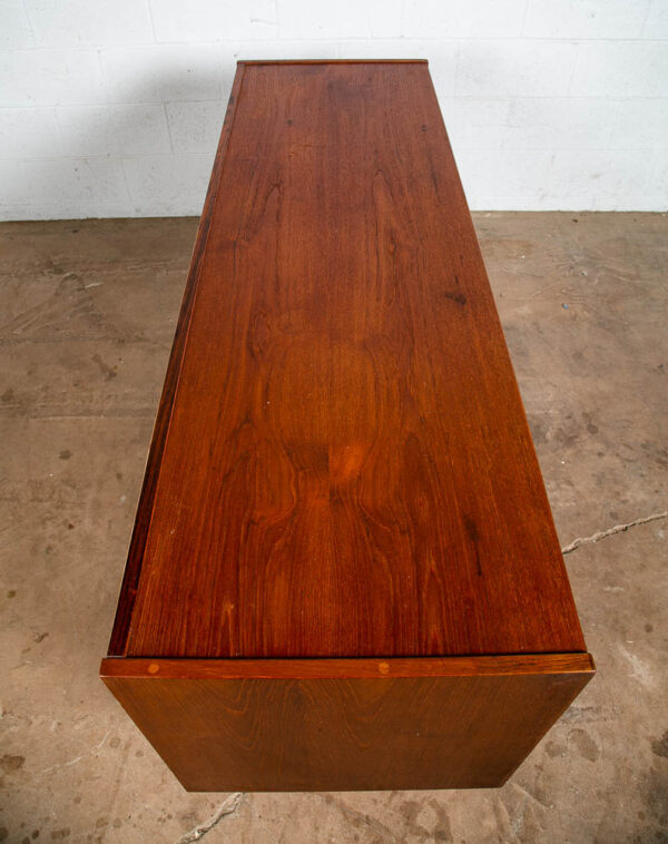 Mid Century Danish Modern Credenza Sideboard Sliding Doors Teak Drawer Denmark - Image 4
