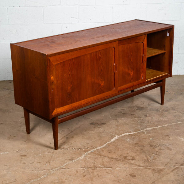 Mid Century Danish Modern Credenza Sideboard Sliding Doors Teak Drawer Denmark - Image 6