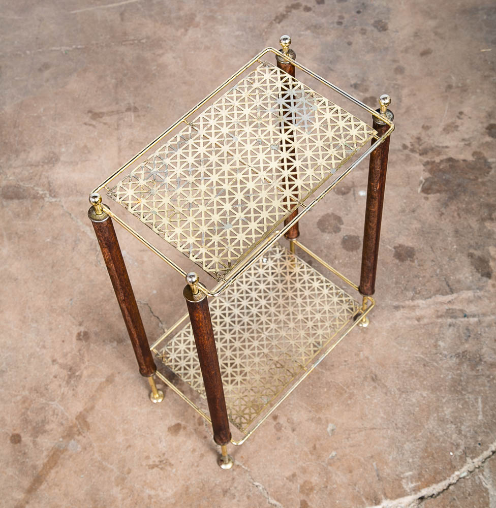 Mid Century Modern Gossip Telephone Table Side Entryway Vintage 2 Tier Retro - Image 6