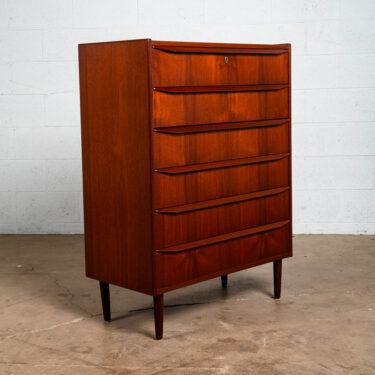 Mid Century Danish Modern Highboy Dresser 6 Drawer Solid Teak Denmark Vintage