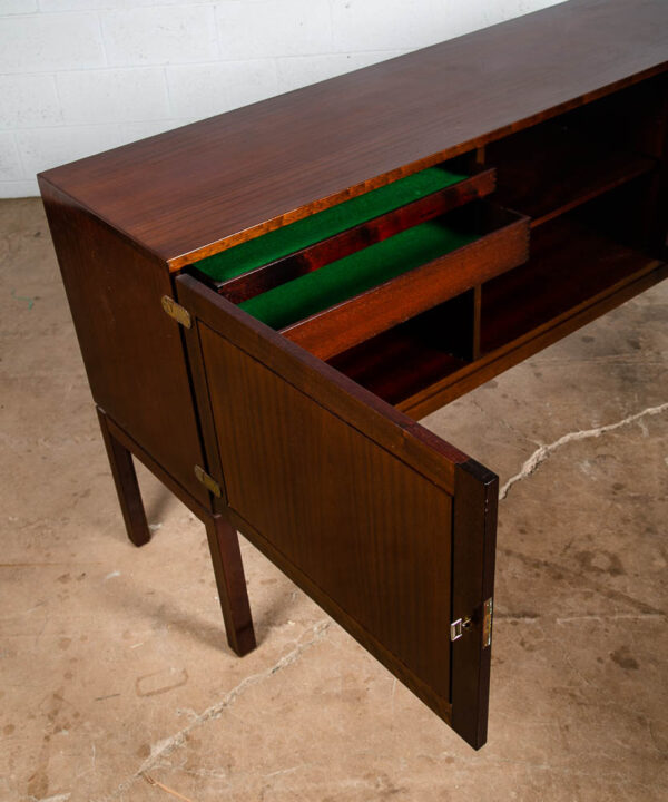 Mid Century Danish Modern Credenza Sideboard Mahogany Ole Wanscher Locking Brass - Image 9