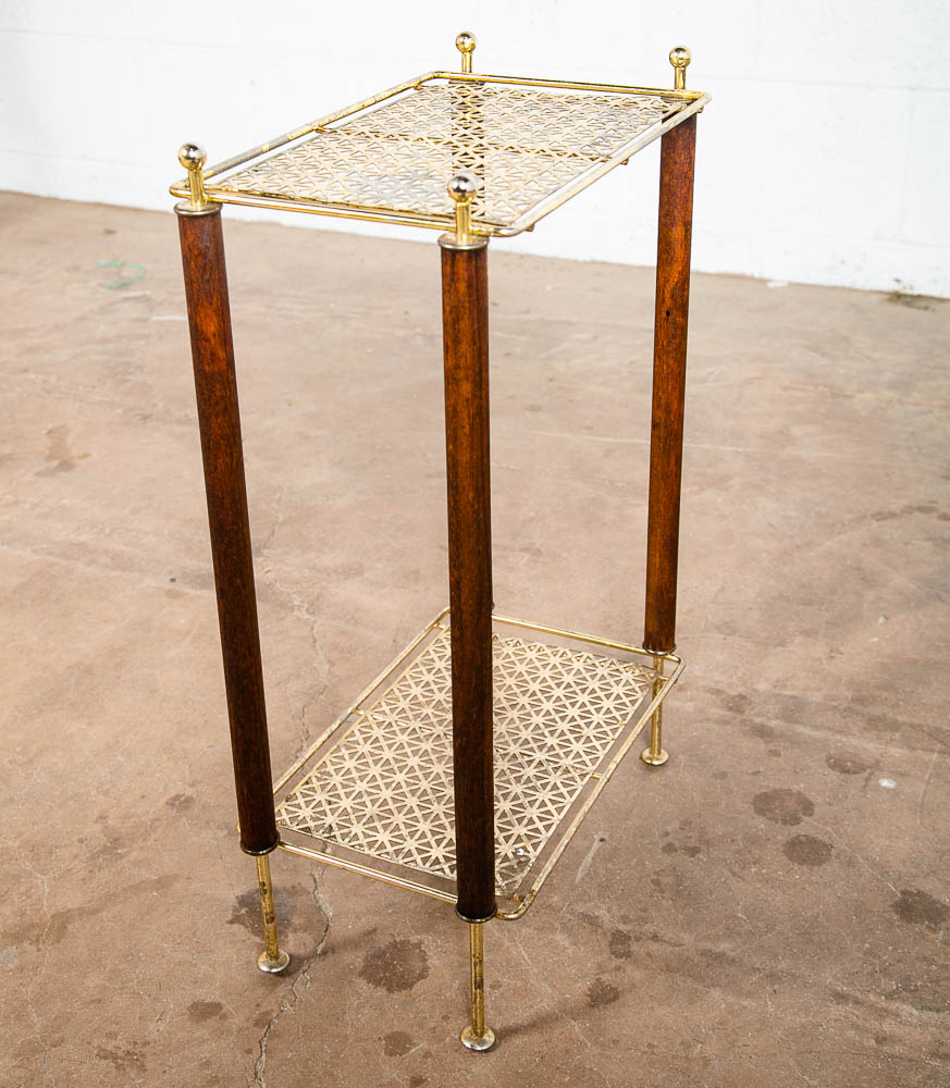 Mid Century Modern Gossip Telephone Table Side Entryway Vintage 2 Tier Retro - Image 10