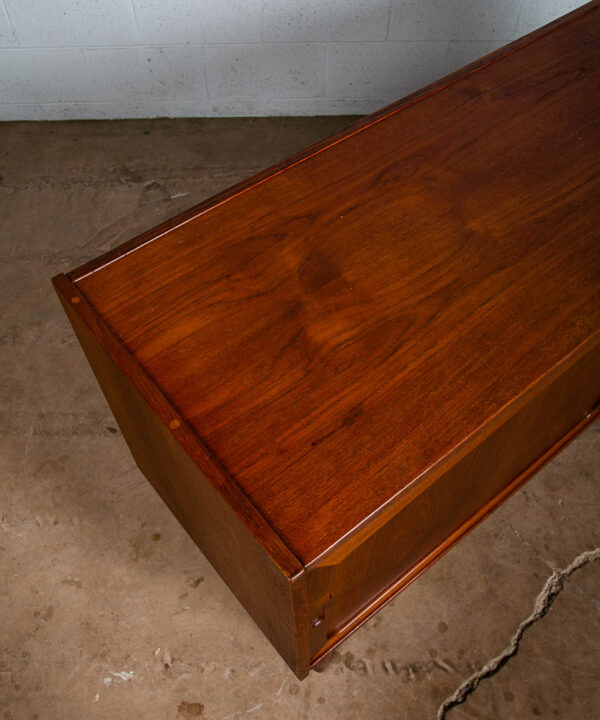 Mid Century Danish Modern Credenza Sideboard Sliding Doors Teak Drawer Denmark - Image 11