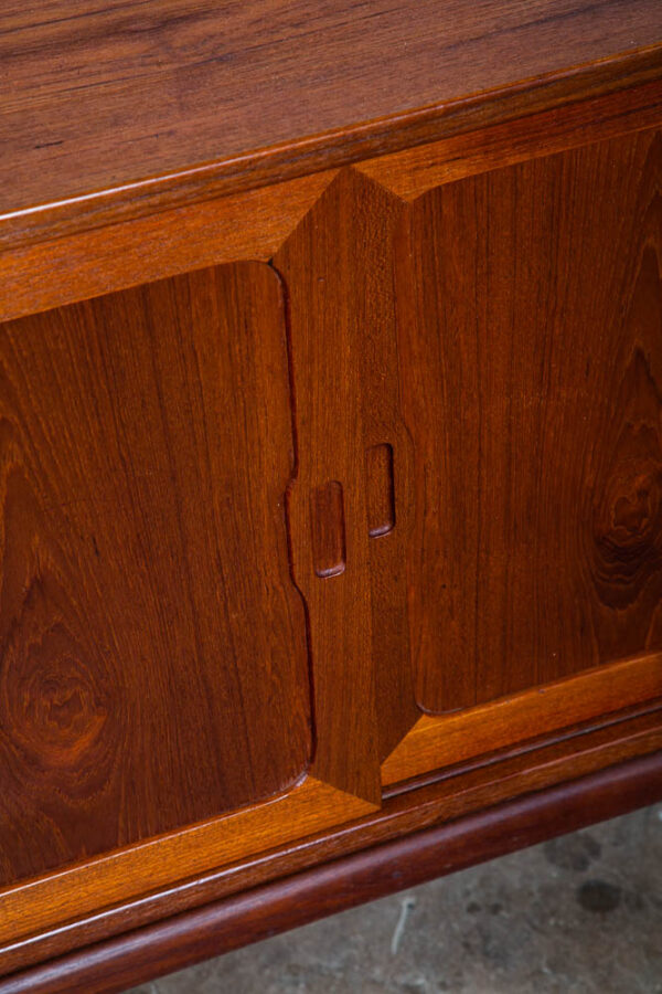 Mid Century Danish Modern Credenza Sideboard Sliding Doors Teak Drawer Denmark - Image 5