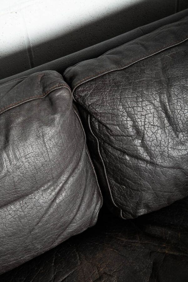 Mid Century Danish Modern Sofa Sectional Black Leather Couch Thams Buffalo Legs - Image 8