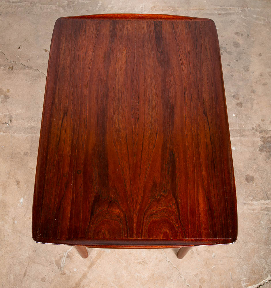 Mid Century Danish Modern End Side Table Arne Hovmand Olsen Teak Cane Shelf Mcm - Image 10