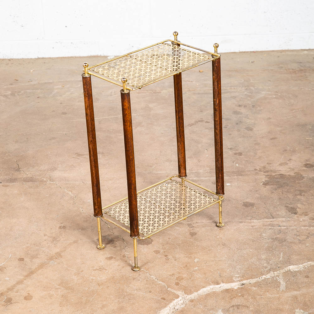 Mid Century Modern Gossip Telephone Table Side Entryway Vintage 2 Tier Retro