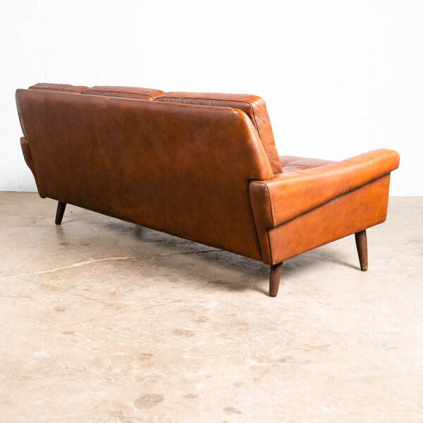 Mid Century Danish Modern Sofa Couch Svend Skipper Brown Tan Leather 3 Seat Mcm - Image 4