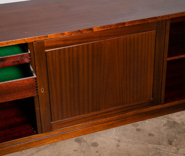 Mid Century Danish Modern Credenza Sideboard Mahogany Ole Wanscher Locking Brass - Image 12