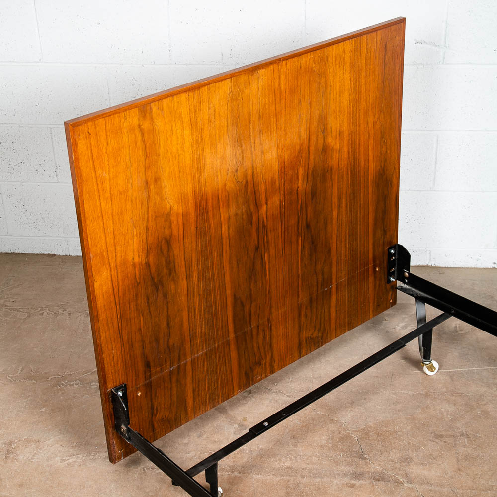 Mid Century Modern Headboard Twin Size Bed Frame Walnut Wood Compact Metal Frame - Image 4