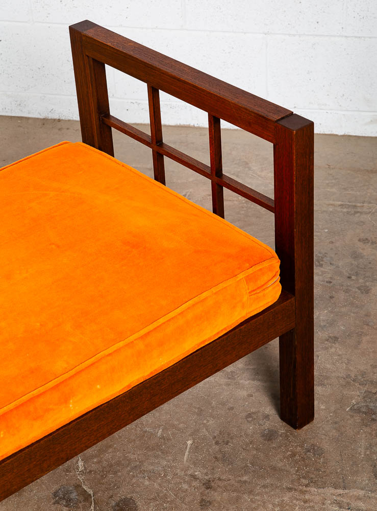 Mid Century Danish Modern Lounge Chair Orange Solid Teak Japanese Tan Side Mcm - Image 11