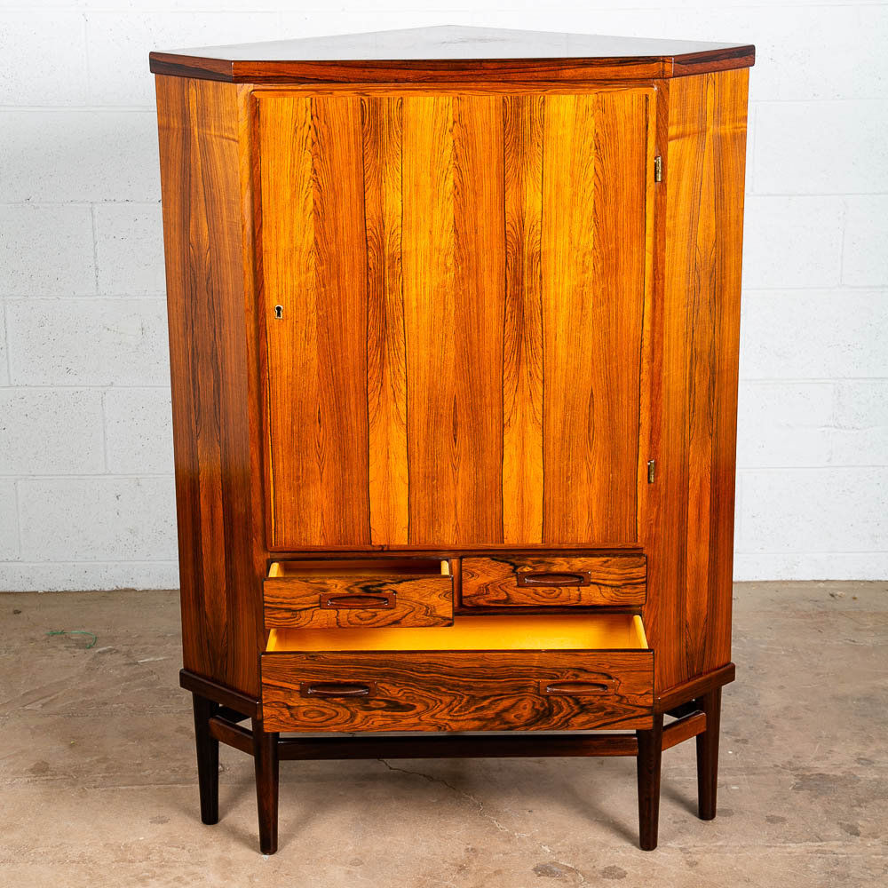 Mid Century Danish Modern Corner Cabinet Unit Brazilian Rosewood Bar Mcm Denmark - Image 3