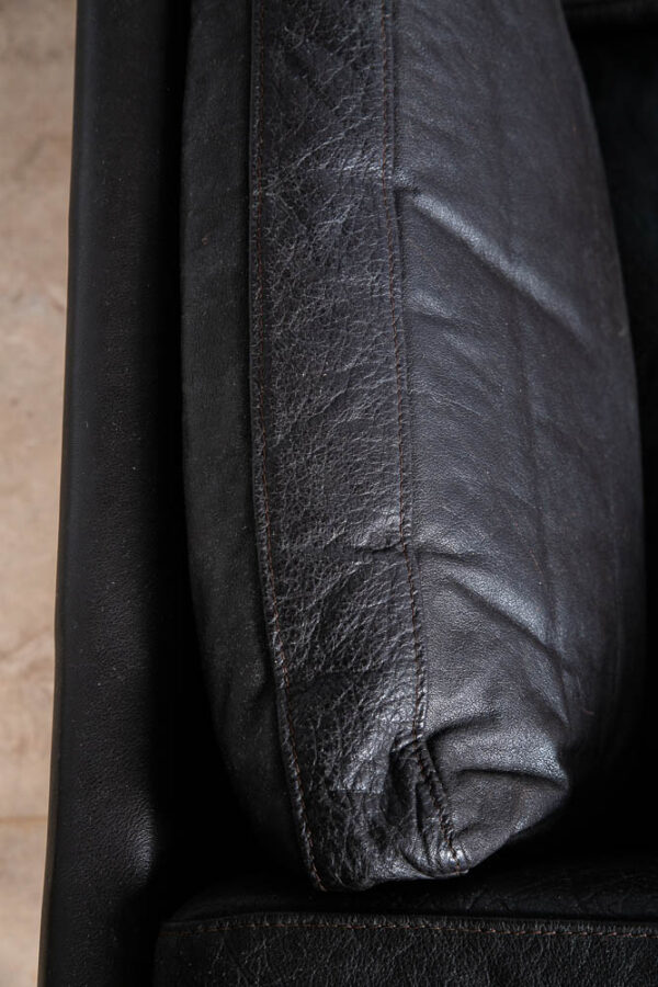 Mid Century Danish Modern Sofa Sectional Black Leather Couch Thams Buffalo Legs - Image 9