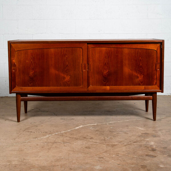 Mid Century Danish Modern Credenza Sideboard Sliding Doors Teak Drawer Denmark - Image 2