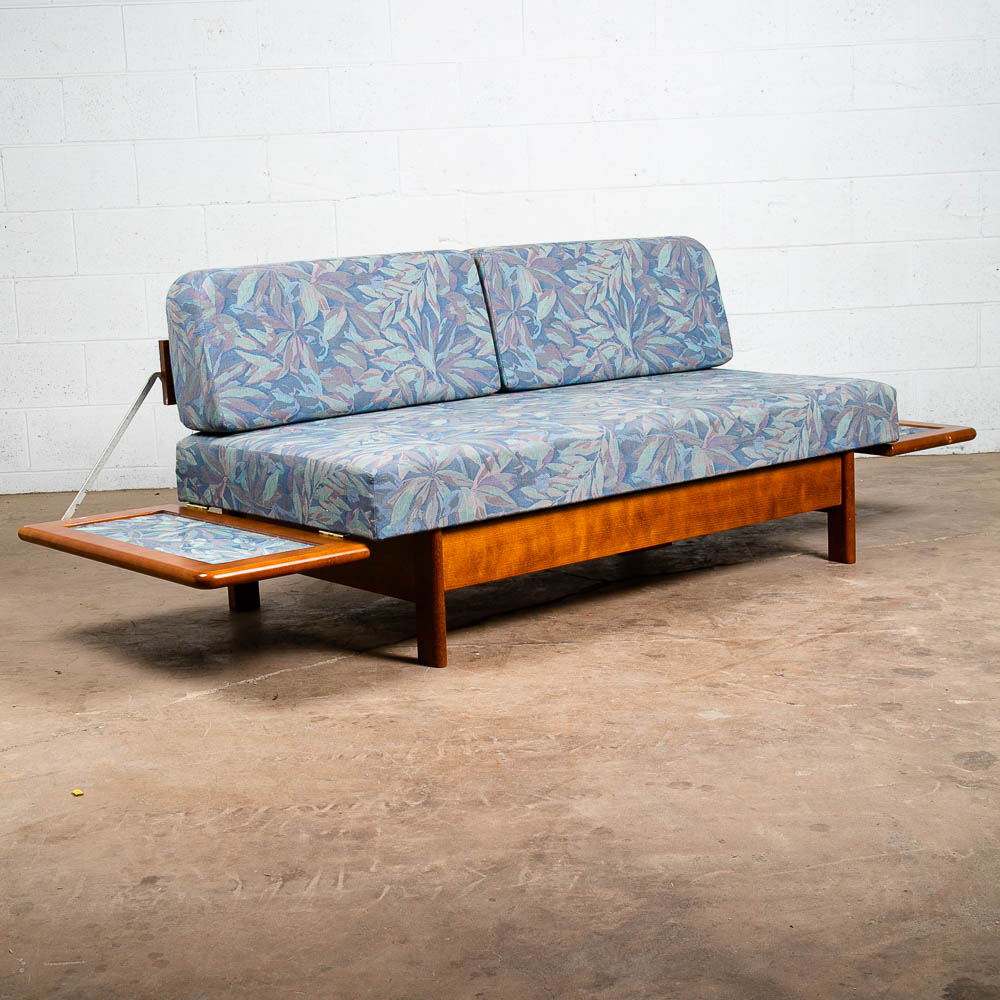 Mid Century Danish Modern Sofa Couch Bed Daybed Folding Blue Hestbæk Denmark Mcm