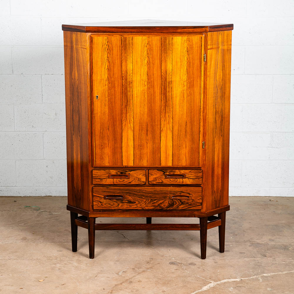 Mid Century Danish Modern Corner Cabinet Unit Brazilian Rosewood Bar Mcm Denmark