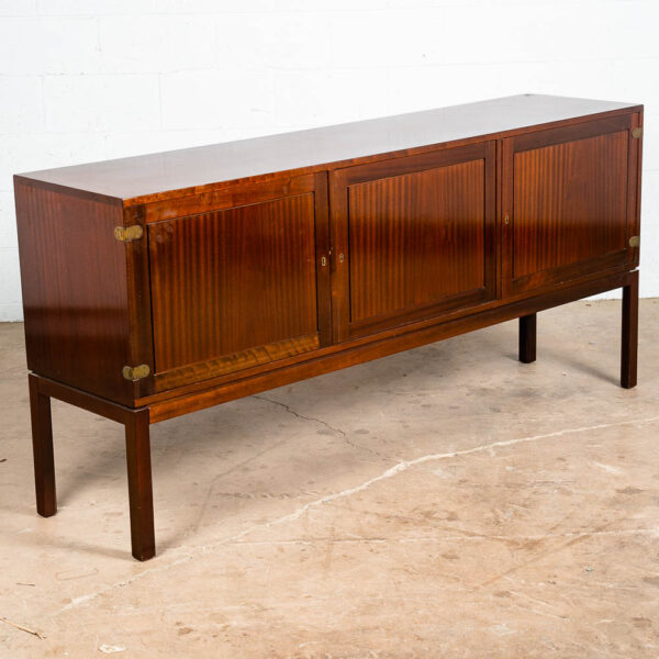 Mid Century Danish Modern Credenza Sideboard Mahogany Ole Wanscher Locking Brass - Image 6