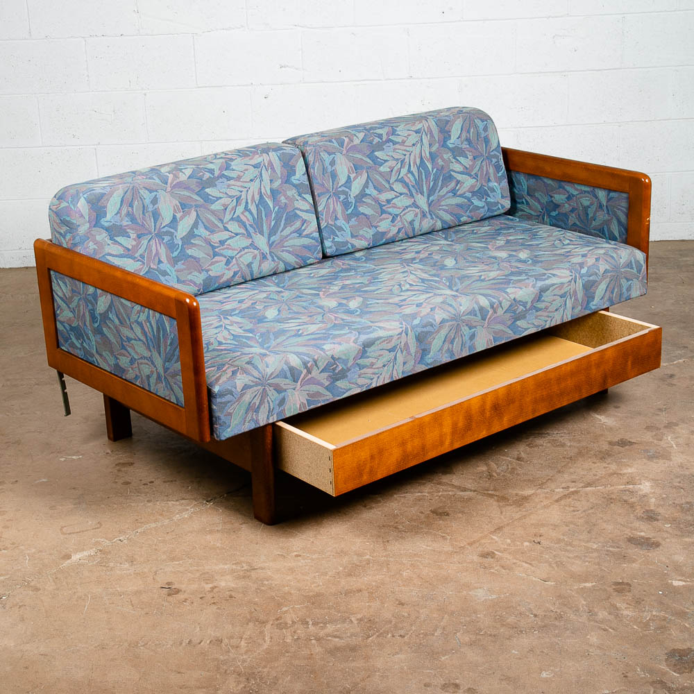Mid Century Danish Modern Sofa Couch Bed Daybed Folding Blue Hestbæk Denmark Mcm - Image 3