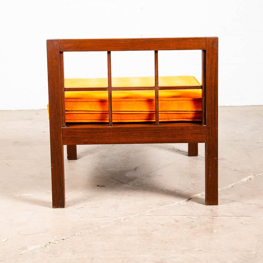 Mid Century Danish Modern Lounge Chair Orange Solid Teak Japanese Tan Side Mcm - Image 9