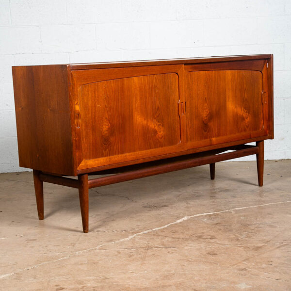 Mid Century Danish Modern Credenza Sideboard Sliding Doors Teak Drawer Denmark - Image 9