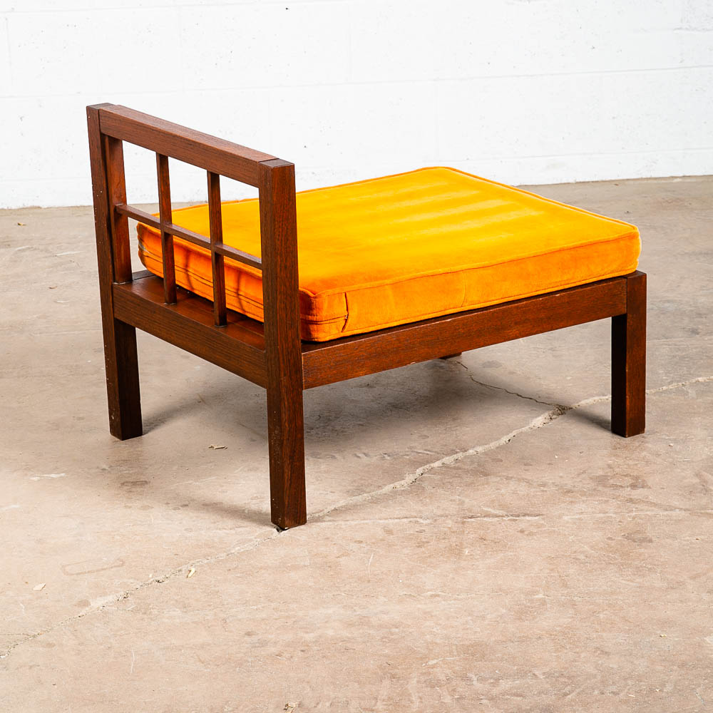 Mid Century Danish Modern Lounge Chair Orange Solid Teak Japanese Tan Side Mcm - Image 2