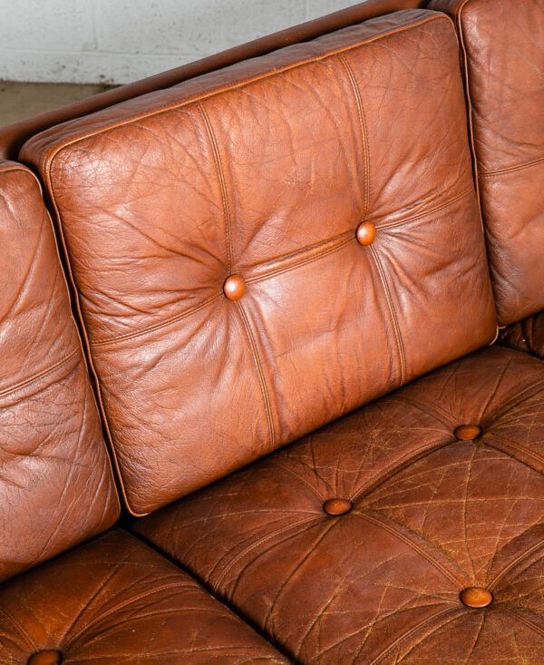 Mid Century Danish Modern Sofa Couch Svend Skipper Brown Tan Leather 3 Seat Mcm - Image 11