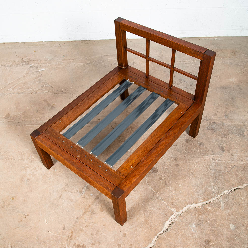 Mid Century Danish Modern Lounge Chair Orange Solid Teak Japanese Tan Side Mcm - Image 6