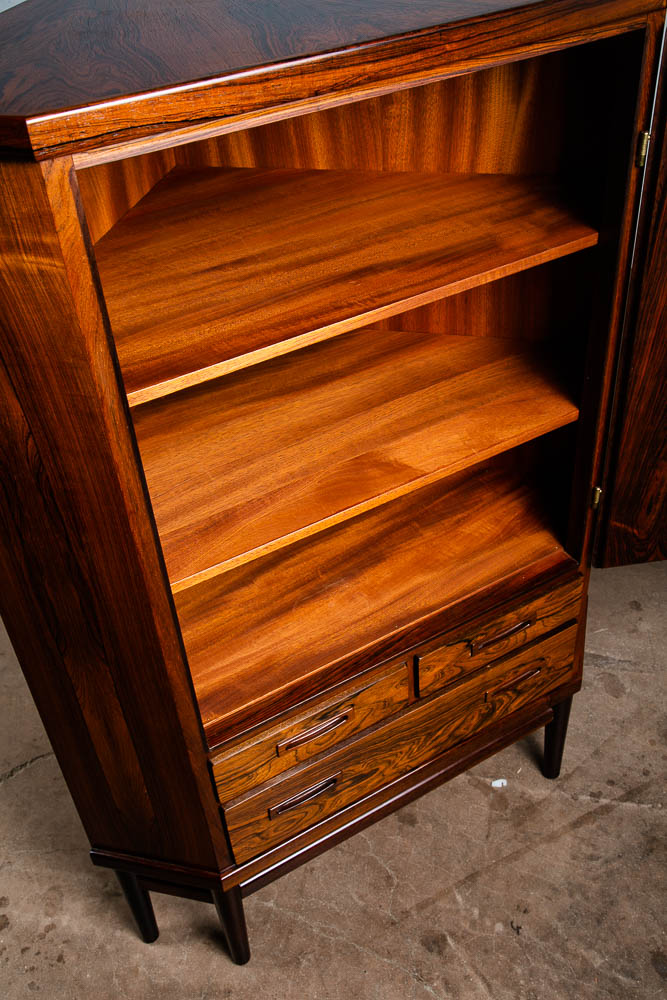 Mid Century Danish Modern Corner Cabinet Unit Brazilian Rosewood Bar Mcm Denmark - Image 9
