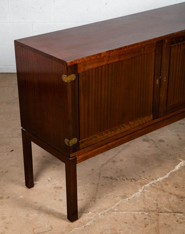 Mid Century Danish Modern Credenza Sideboard Mahogany Ole Wanscher Locking Brass - Image 7
