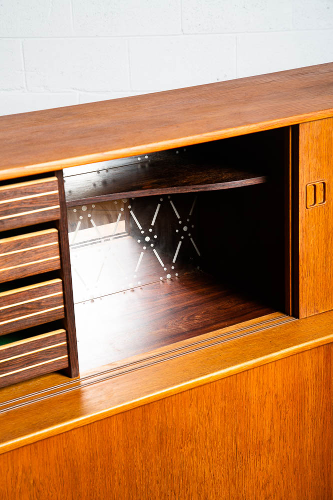 Mid Century Danish Modern Credenza Highboard Cabinet Drawers Modular Blonde Oak - Image 7