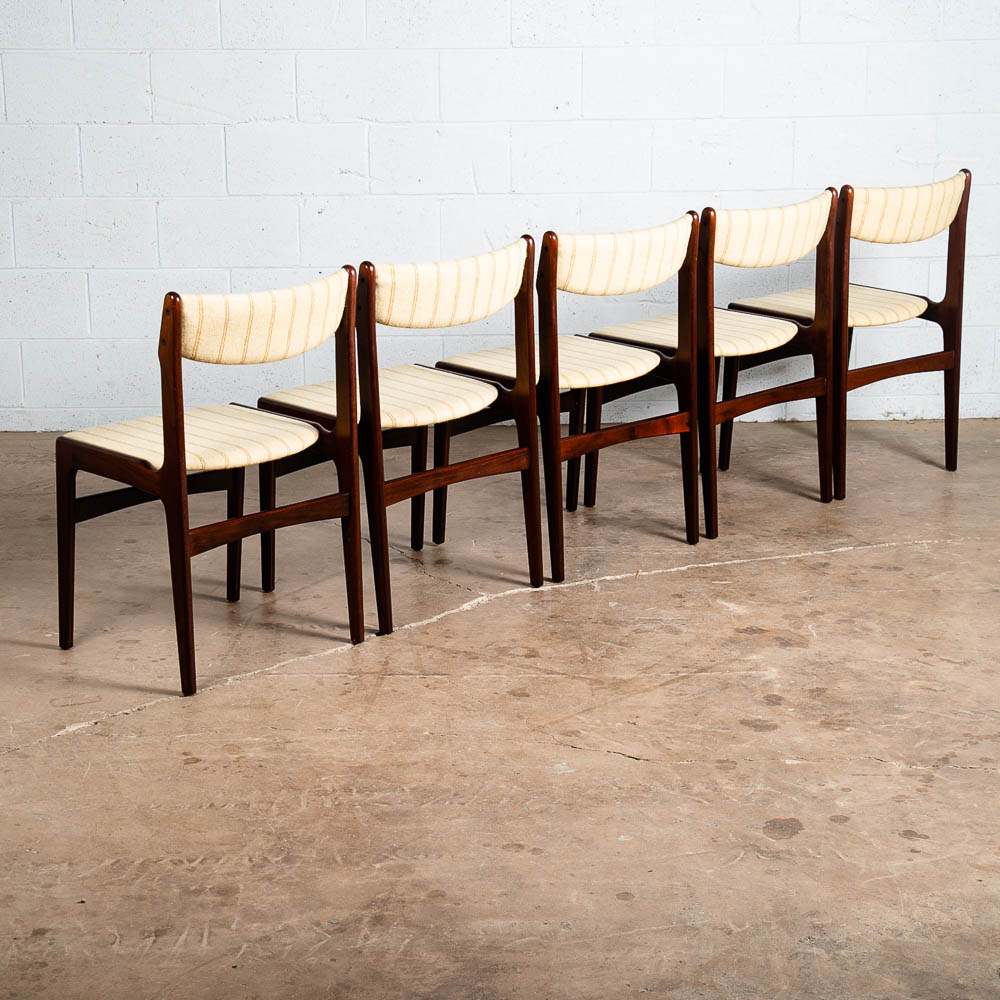 Mid Century Danish Modern Dining Chairs Set 6 Rosewood Erik Buch White Denmark M - Image 2
