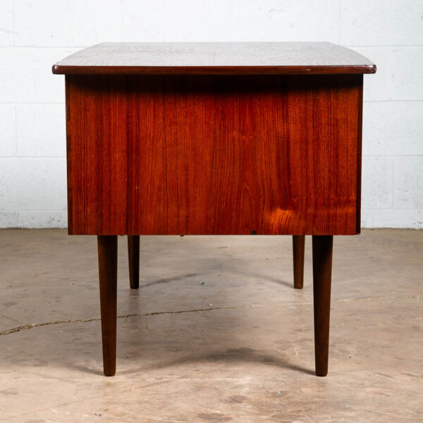Mid Century Danish Modern Desk Executive Teak 6 Drawer Bookshelf Floating Shelf - Image 7