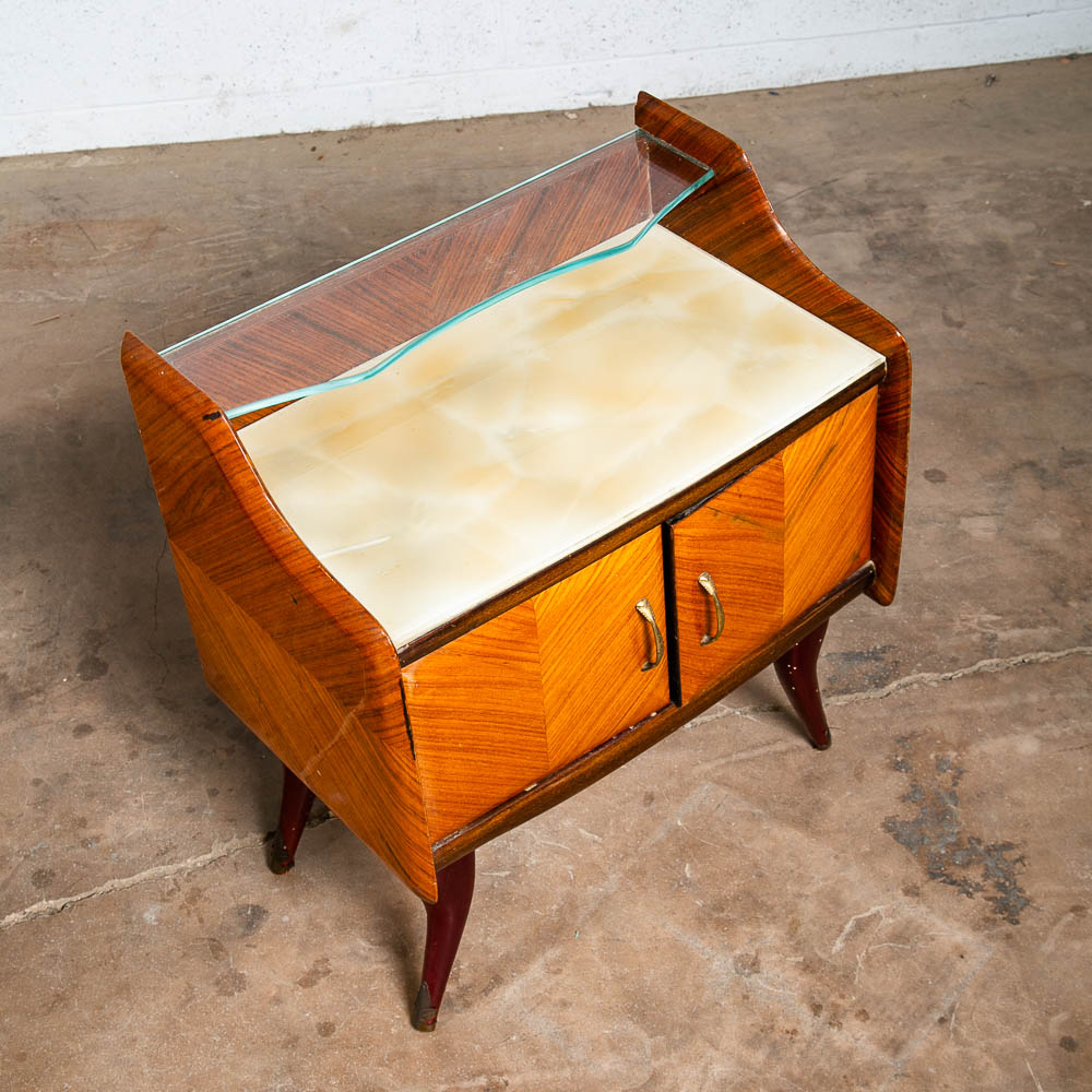 Mid Century Danish Modern Nightstands End Side Tables Shelf Glass Italian Mcm - Image 9