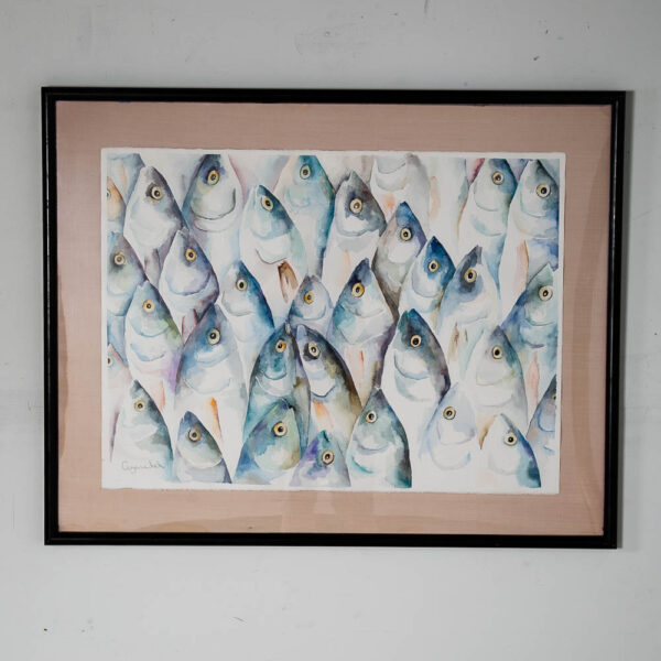 Mid Century Modern Painting Watercolor Original Art Fish Signed Telle Avzaradel - Image 10