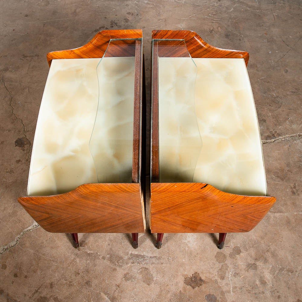 Mid Century Danish Modern Nightstands End Side Tables Shelf Glass Italian Mcm - Image 10