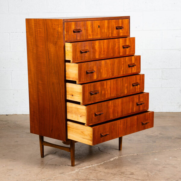 Mid Century Danish Modern Highboy Dresser Poul Volther 6 Drawer Denmark Teak Oak - Image 6