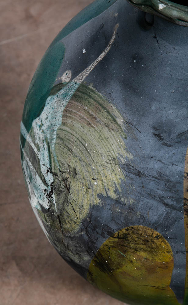 Mid Century Modern Art Pottery Vase Studio Ceramics Grey Green Tall Signed '05 - Image 7
