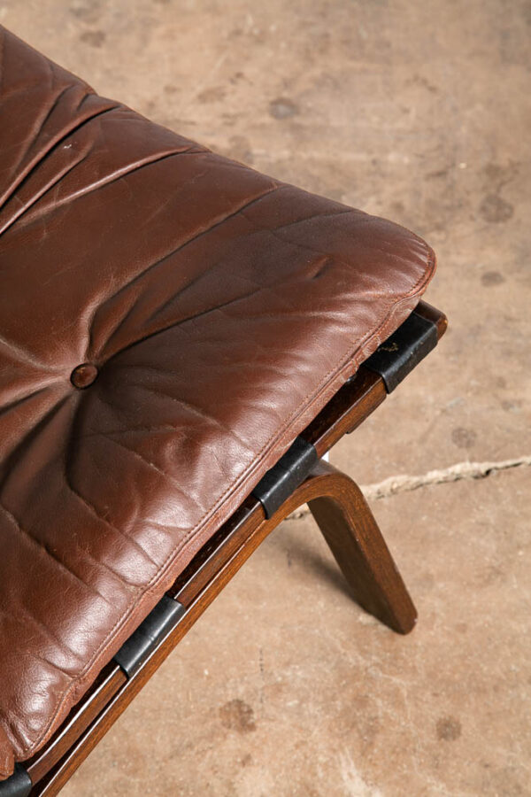 Mid Century Danish Modern Lounge Chair Brown Leather Farstrup Sling Chocolate VG - Image 12