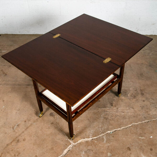 Mid Century Danish Modern Serving Cart Ole Wanscher Mahogany Bar Tray Trolley NM - Image 3