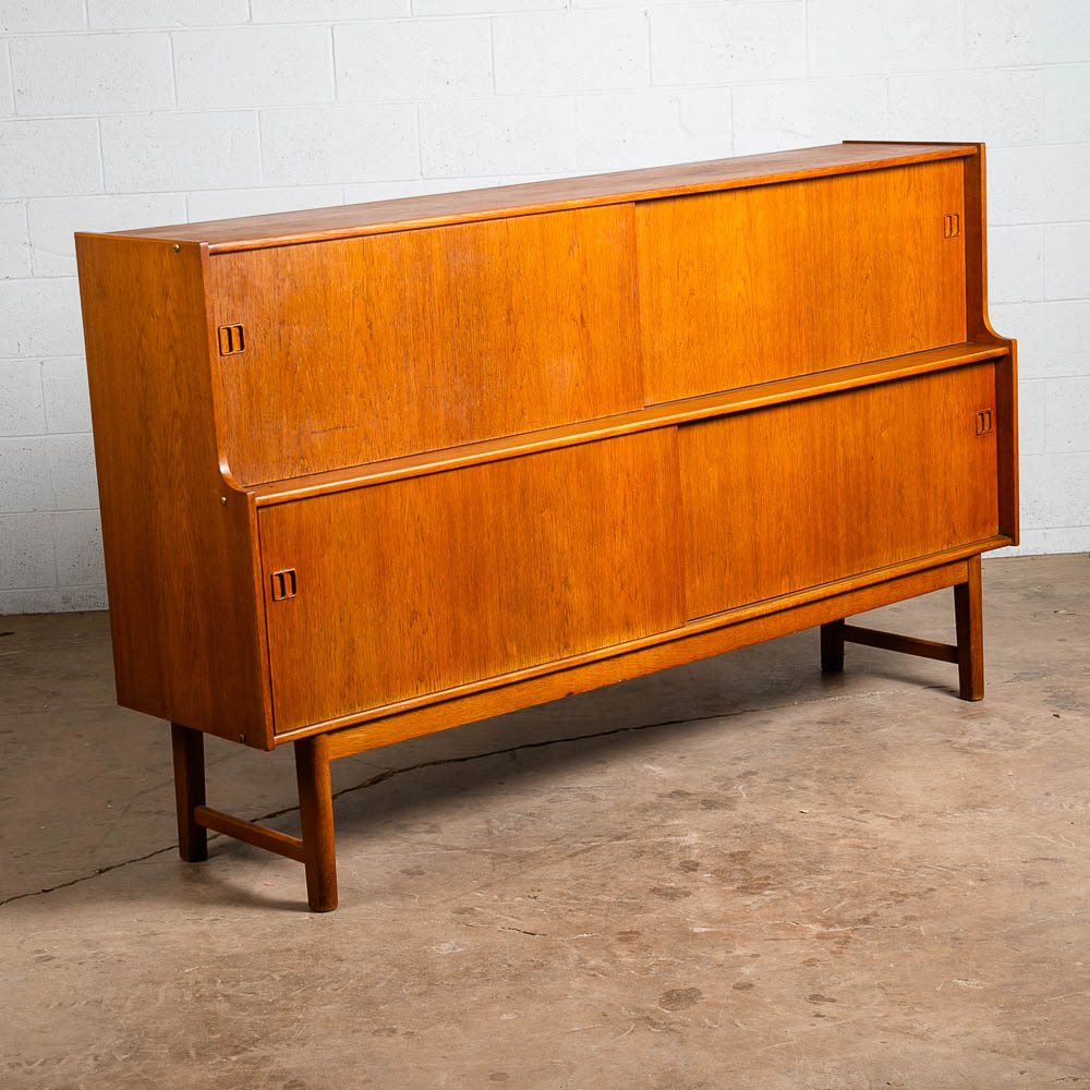 Mid Century Danish Modern Credenza Highboard Cabinet Drawers Modular Blonde Oak