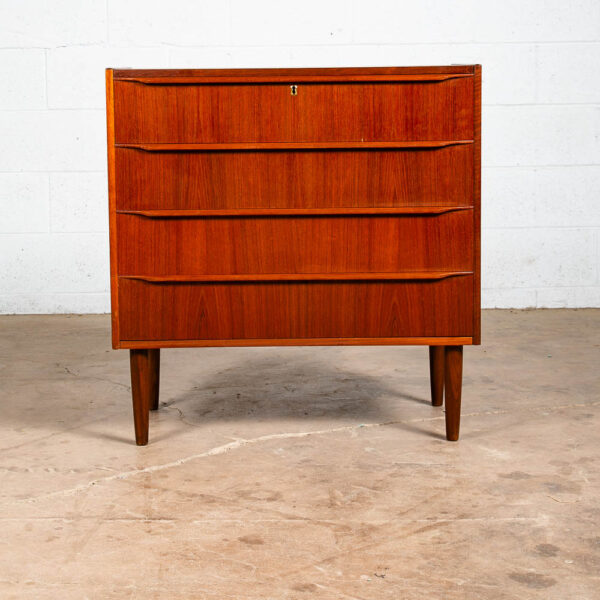 Mid Century Danish Modern Chest of Drawers Dresser Teak Vintage Locking 4 Mcm - Image 9