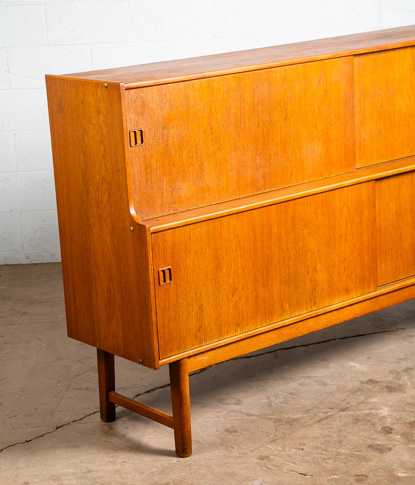 Mid Century Danish Modern Credenza Highboard Cabinet Drawers Modular Blonde Oak - Image 8