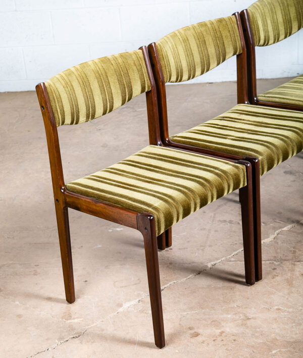 Mid Century Danish Modern Dining Chairs 6 Green Mohair Brazilian Rosewood SAX NM - Image 7