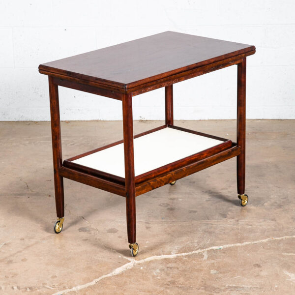 Mid Century Danish Modern Serving Cart Ole Wanscher Mahogany Bar Tray Trolley NM - Image 6