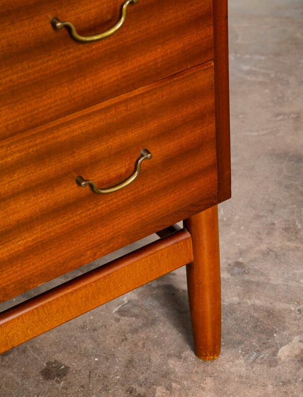 Mid Century Danish Modern Dresser Chest of Drawers 3 Brass Vintage Mahogany NM - Image 11