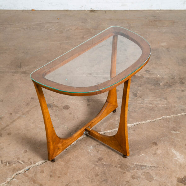 Mid Century Modern Cocktail Table Side End Round Glass Top Vintage Rounded Mcm